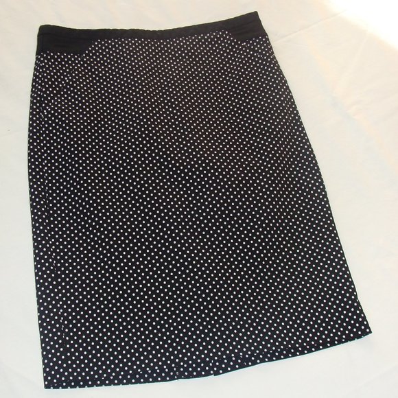 THE LIMITED Black & White POLKA DOT Straight "EXACT Stretch" Skirt Sz 0 - Picture 1 of 8